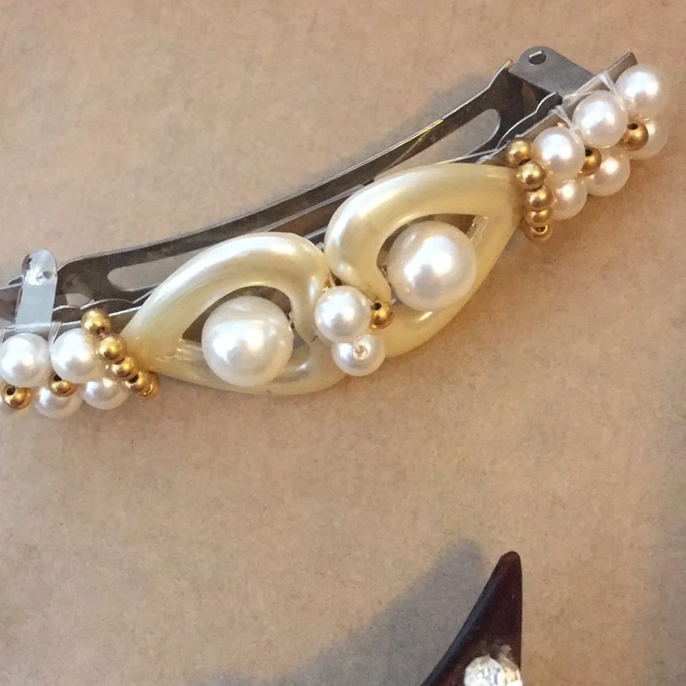 vintage Lucite hair barrettes pick  france clip